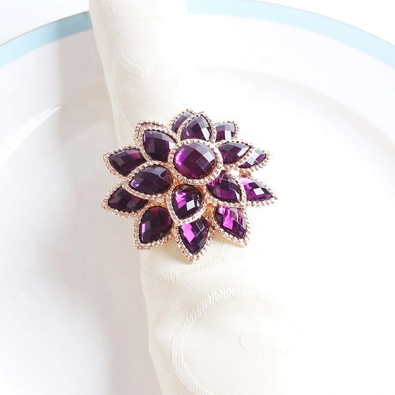 Wholesale Tablescape Champaign Gold Rhinestone Wedding Acrylic Napkin Ring