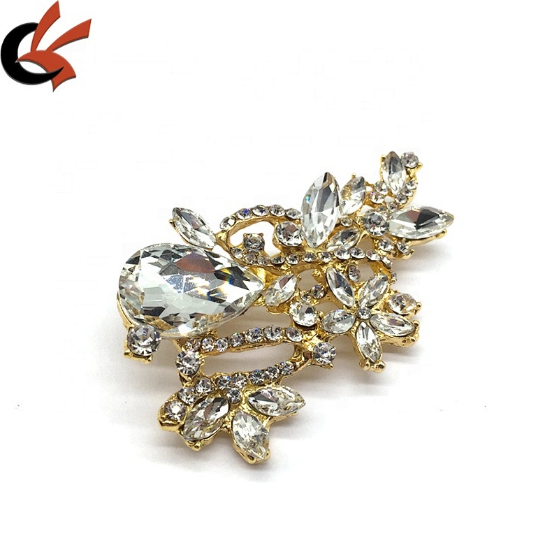 Irregular Gold Plating Metal Originality Floral Brooch Pin For Women Dresses Decoration