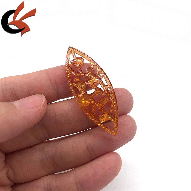 AB colors eye shape hollow resin rhinestone for garment decoration