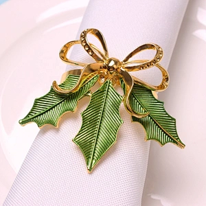 Fashion delicate serviette metal leaf napkin ring for easter Christmas party dinner table decor