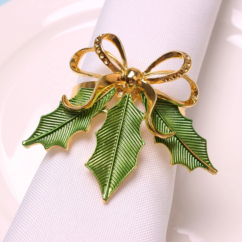 Fashion delicate serviette metal leaf napkin ring for easter Christmas party dinner table decor