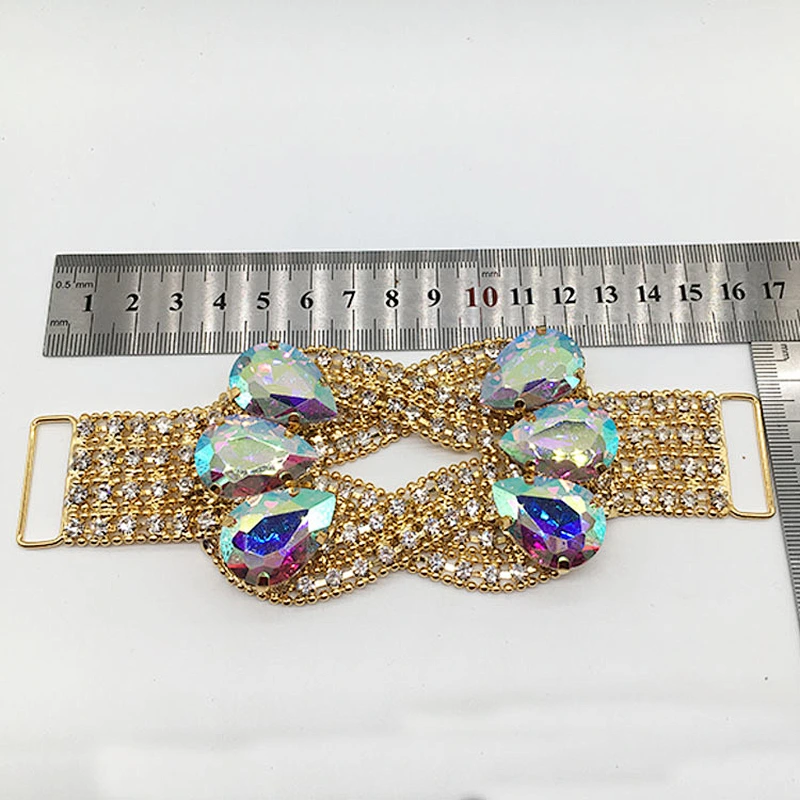 hot sale series bling gold plating with ab stone bikini connector in buckle