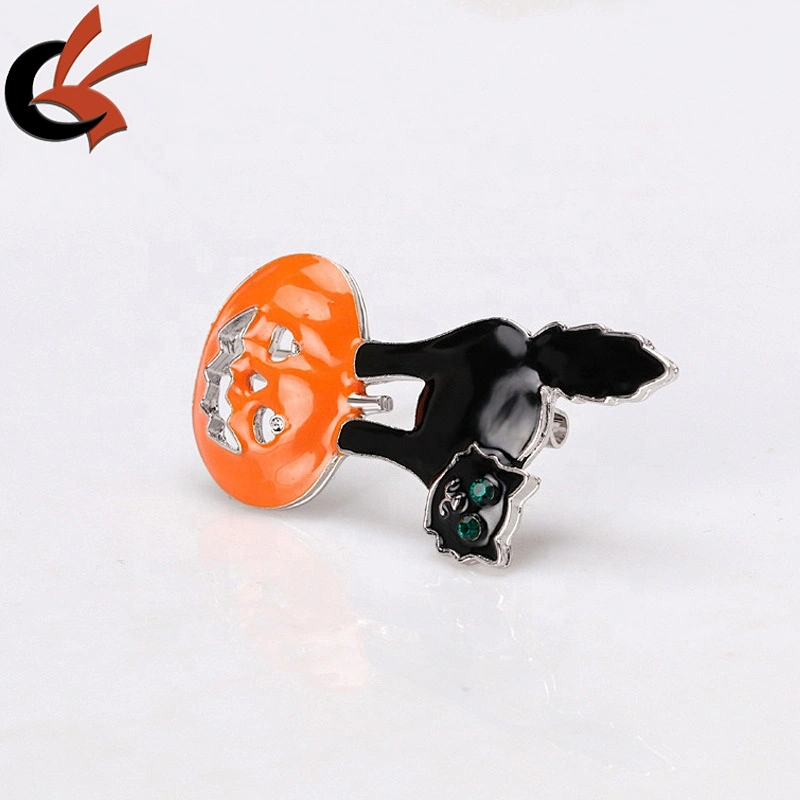 Enamel Funny Halloween Party Jewelry Black Cat Pumpkin Brooch Pin
