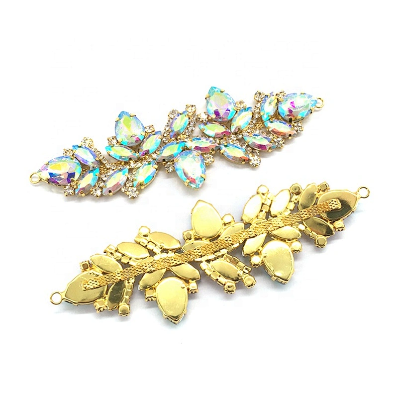 wholesale fashion handmade rhinestone sew on buckle applique for wedding dress decorative clothing patches