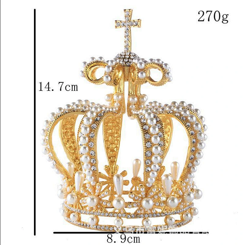2020 new design Rhinestone Pearl Full circle Crown for man