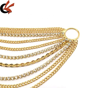 Custom Fashion Man-made Diamond Swimwear Europe Female Bikinis Ornament Hanging Cycle Chain Rhinestone Connector