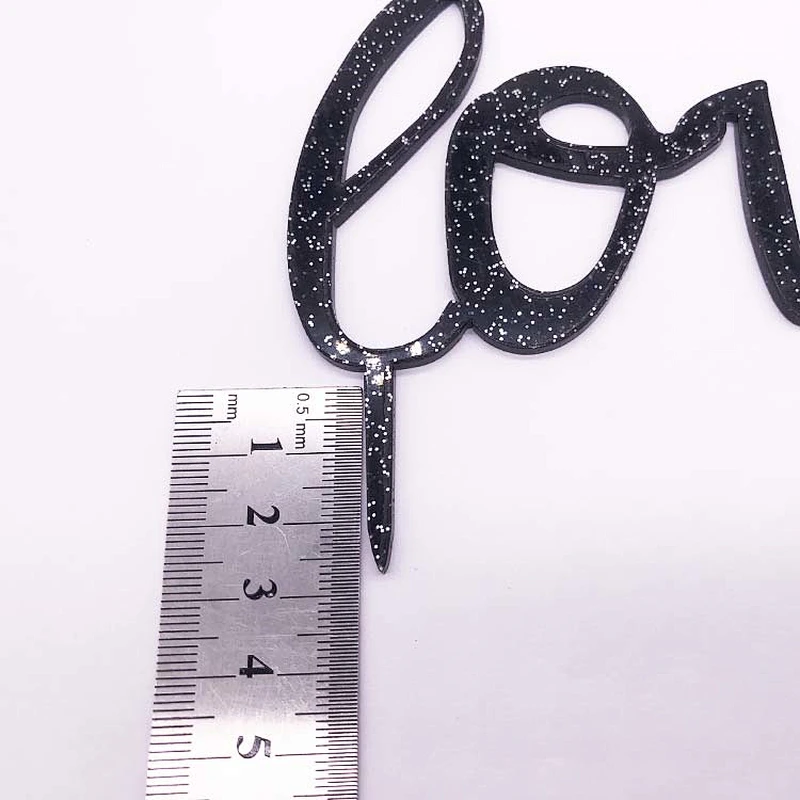 Engaged Acrylic Cake Topper for Wedding Decoration in black Glitter color
