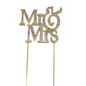 Custom glitter rhinestone Mr & Mrs Wedding Cake Topper