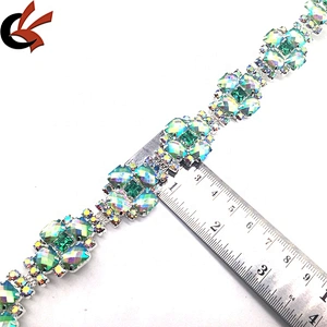 High quality fabric cutting crystal mesh square stone trimming crystal rhinestone trim for wedding garment