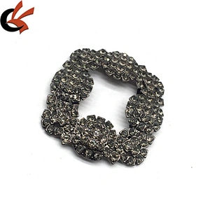 Custom antique shoe lace charms zinc alloy hook buckle shoe metal buckle parts rhinestone buckles