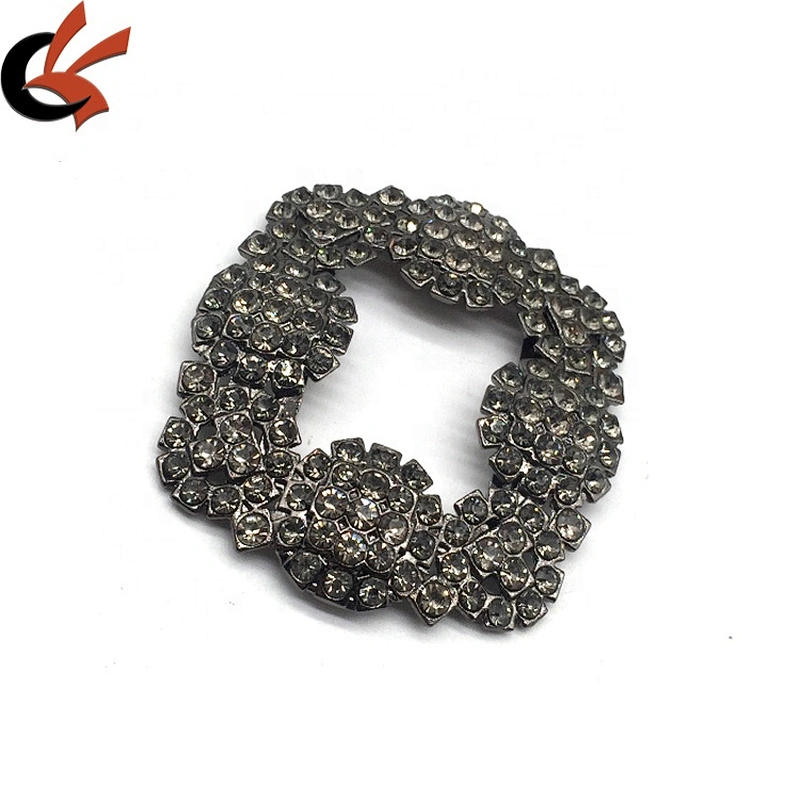 Custom antique shoe lace charms zinc alloy hook buckle shoe metal buckle parts rhinestone buckles
