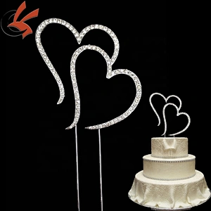 Top sale heart shape diamante wedding cake topper