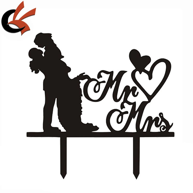 Acrylic Mr&Mrs with heart engagement wedding cake topper