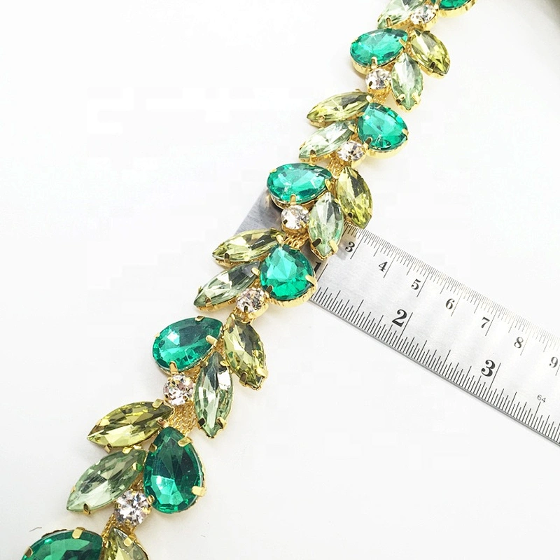 By Yard mix color crystal acrylic rhinestone chain trim for wedding dress belt and shoes