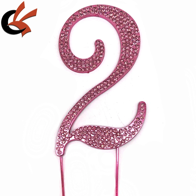 2021 New Green Red Pink Blue base color crystal rhinestone numbers cake topper for birthday party