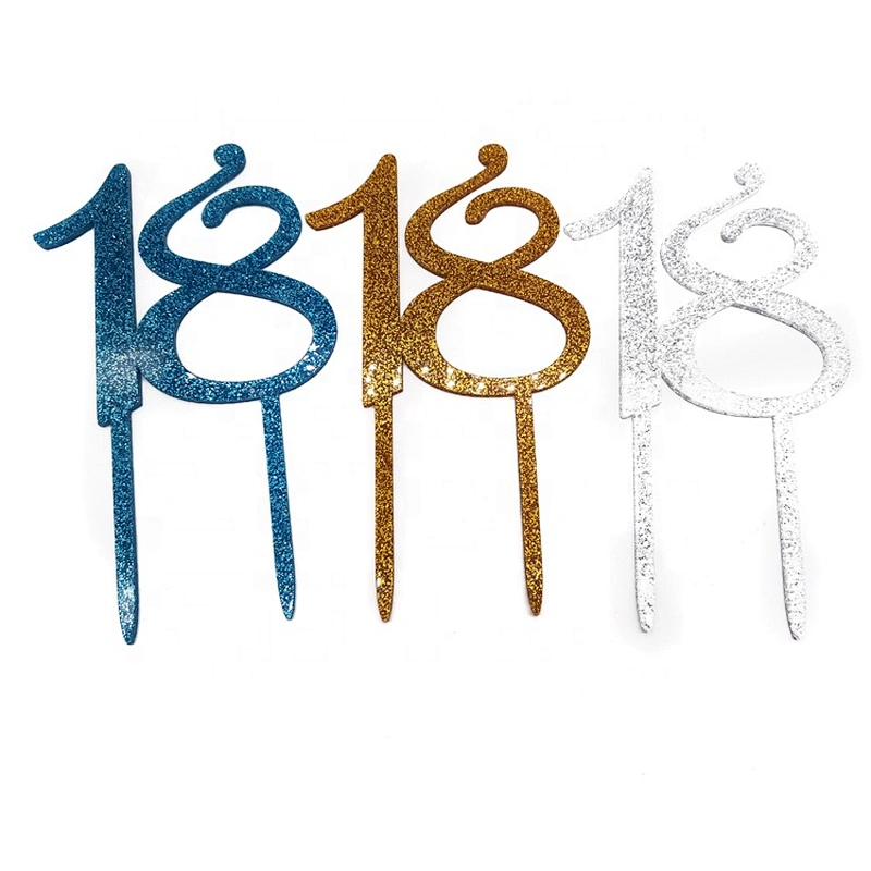 Glitter Number 18 Birthday Acrylic Cake Topper