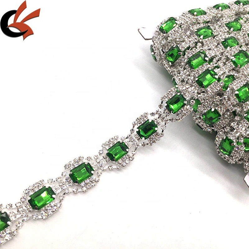 Wholesale Factory Make Clear Silver Rhinestone Beaded Trims For Wedding Dress