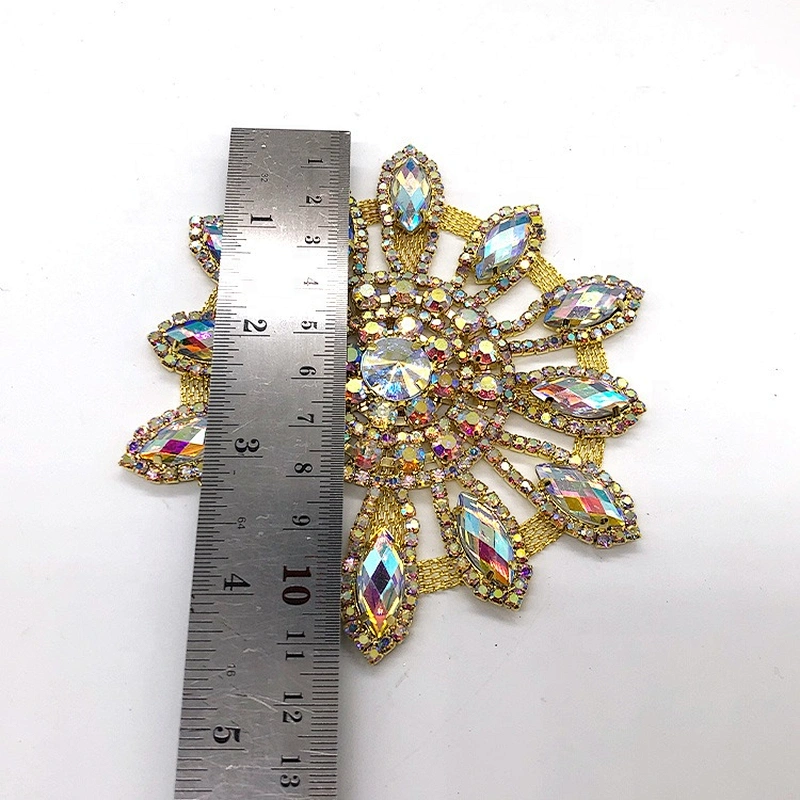 Handmade Lady's flower beaded rhinestone brooch  for bridal clothes  sewing on wedding dress