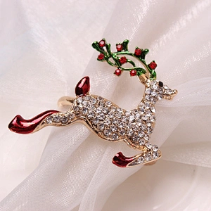 Wholesales Custom American Christmas season rhinestone metal lifelike crystal deer napkin ring