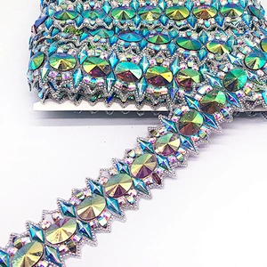 New arrival Hot fix Rhinestone Trim Sheets Iron On Rhinestone Mesh Strass Mix Color
