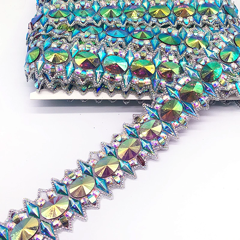 New arrival Hot fix Rhinestone Trim Sheets Iron On Rhinestone Mesh Strass Mix Color