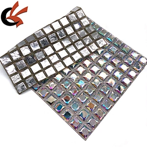 Wholesale shining clear AB crystal hot fix rhinestone mesh sheet