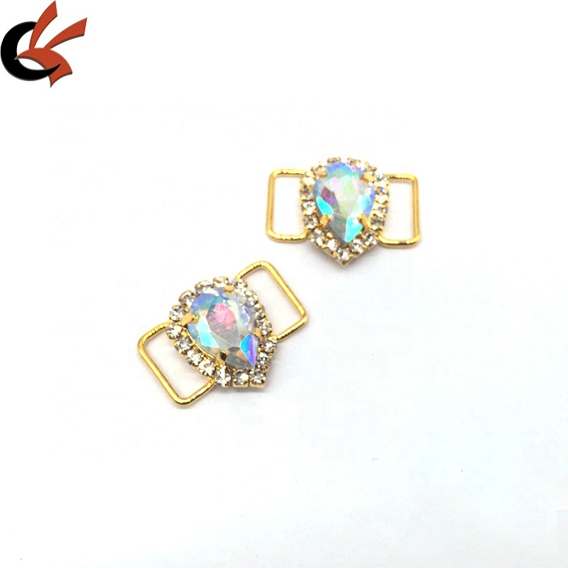 China make small bikini ornaments waterdrop centre crystal swimwear bikini buckle connector