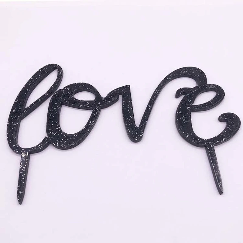 Engaged Acrylic Cake Topper for Wedding Decoration in black Glitter color
