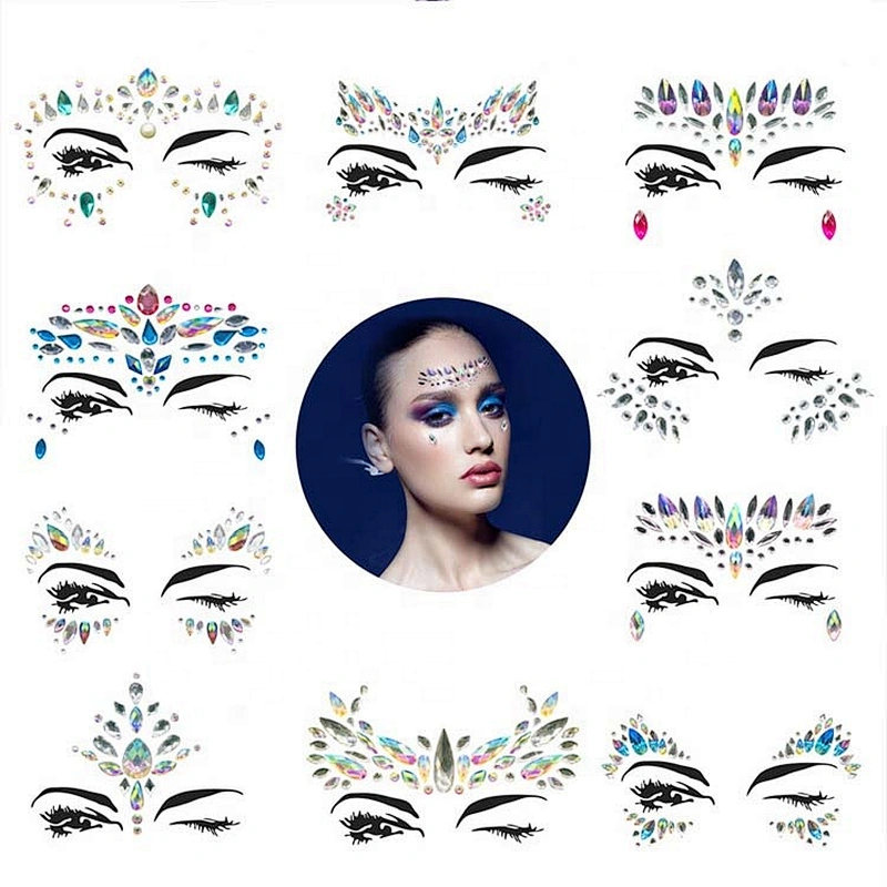 Custom Sparkle Newest adhesive face Jewels and body crystal stickers