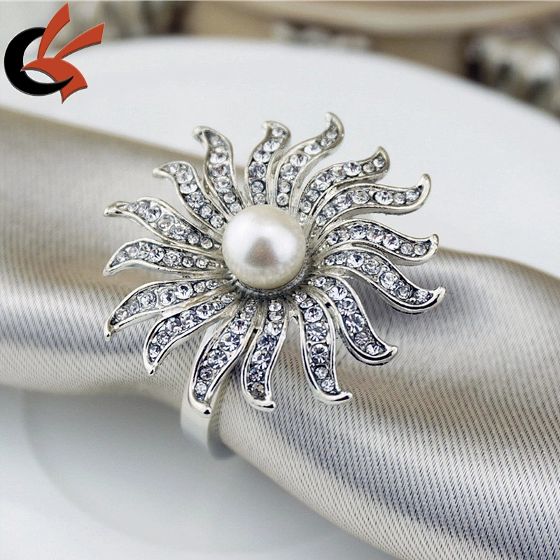 Unique wedding pearl and rhinestone napkin ring holder