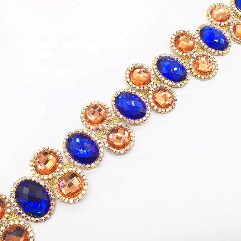 Newest Fashion women wholesale colorful rhinestone jewelry body chain trims for dress