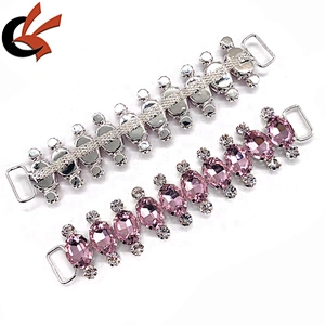 Fashion Pink glass bead crystal bikini connector for swimwear suite