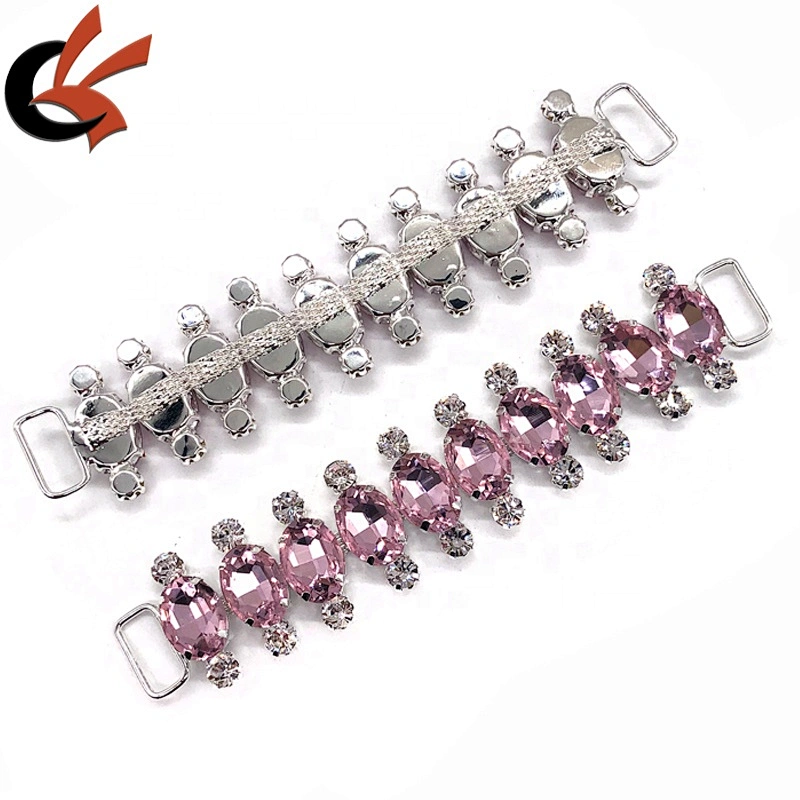 Fashion Pink glass bead crystal bikini connector for swimwear suite
