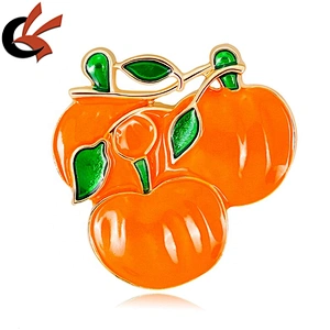Halloween Pumpkin Brooch New Alloy Green Leaves Orange Enamel brooch pin