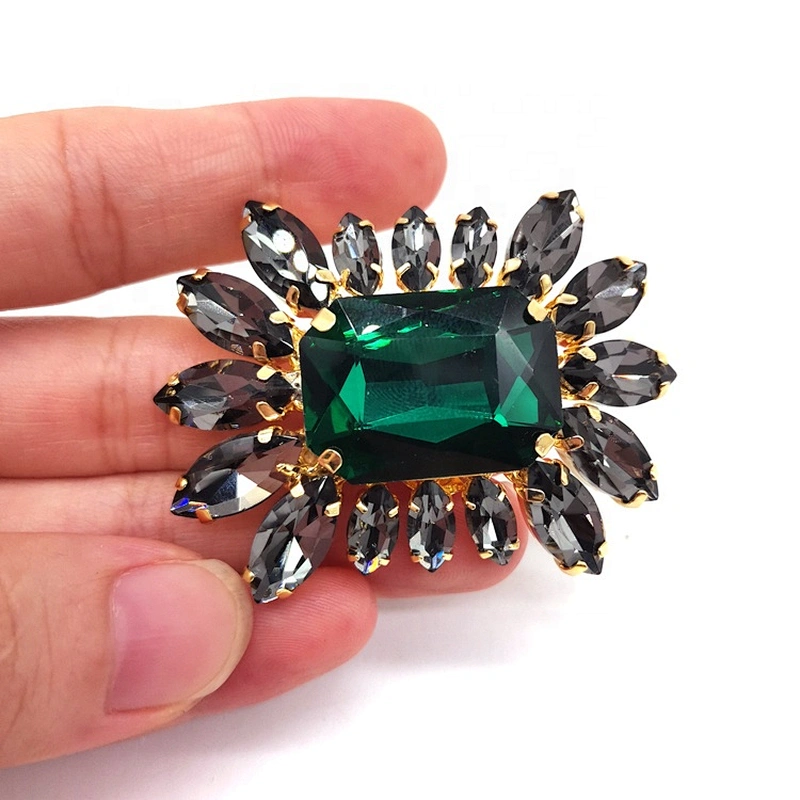 high quality 5*4.5cm  green rhinestone shoe clip for shoe decoration