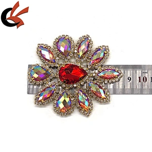 Factory wholesale colorful red AB sew on rhinestone appliques