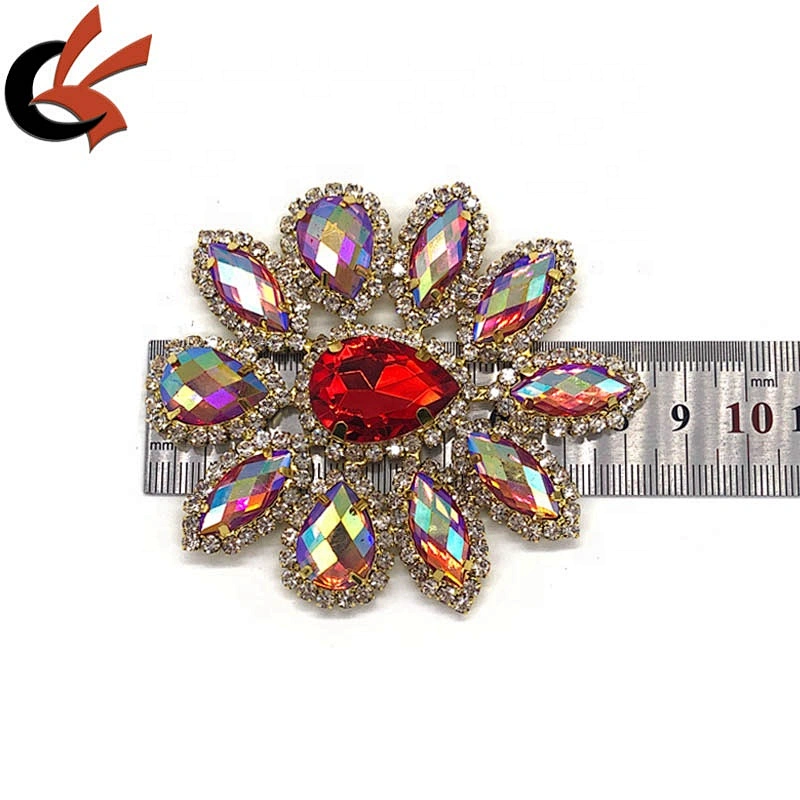 Factory wholesale colorful red AB sew on rhinestone appliques