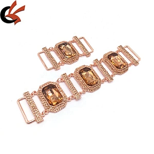 Factory customize swim suits accessories rose gold jewelry beach style rhinestone bikini connectors