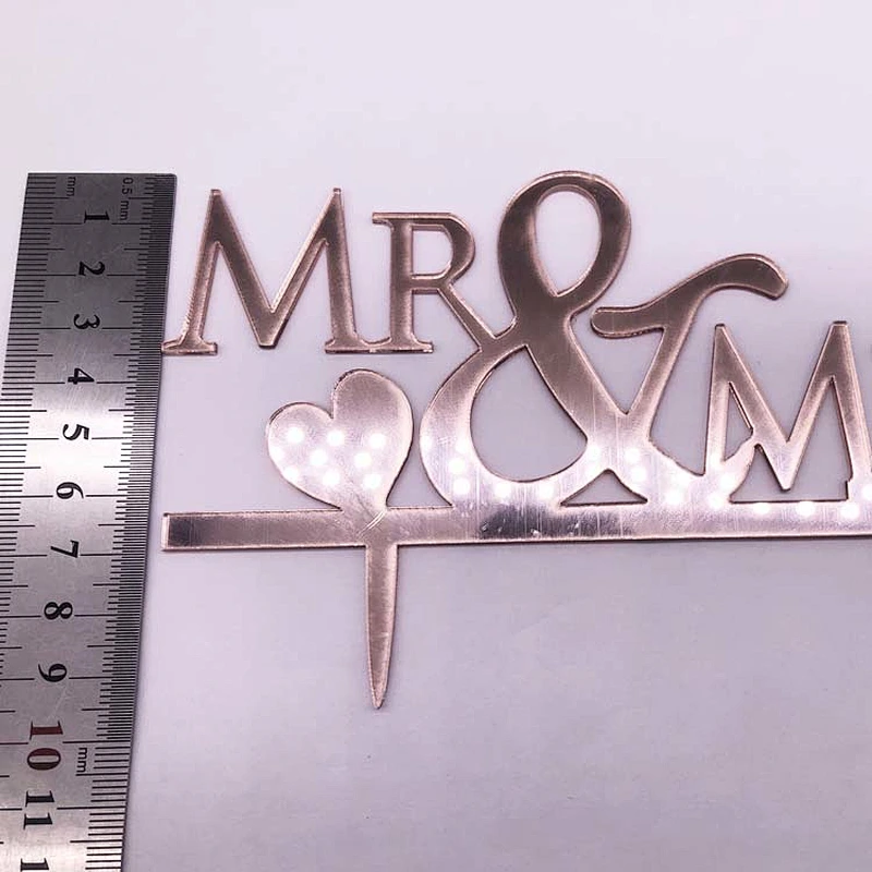Wholesale acrylic love cake topper in rose gold color