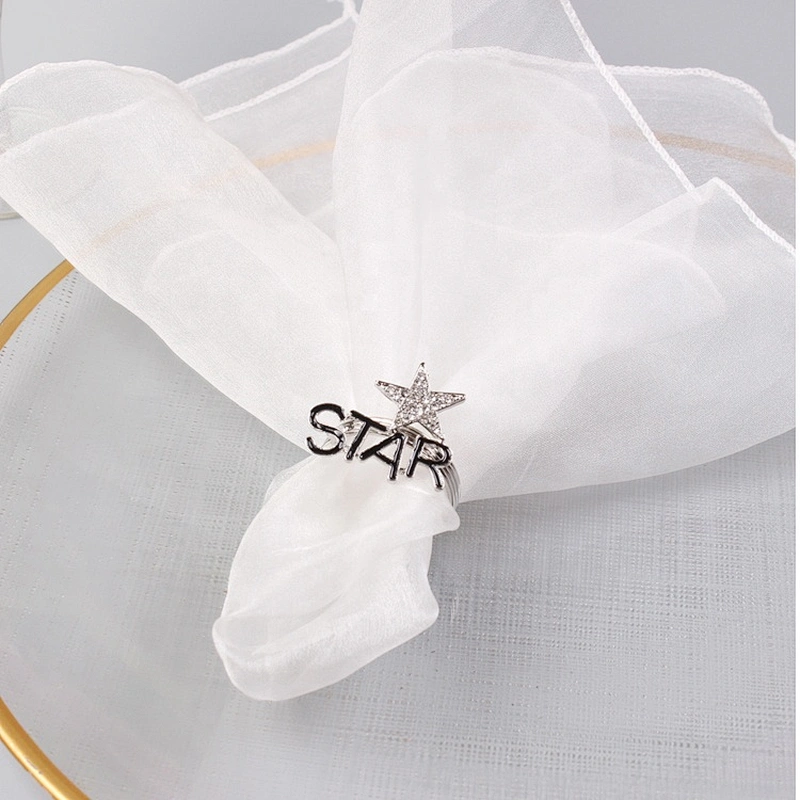 factory custom letter rhinestone star design crystal table napkin ring