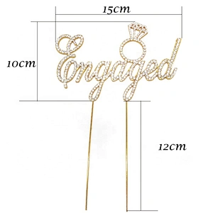2020 Diamond Crystal Rhinestone Monogram Engaged Cake Topper