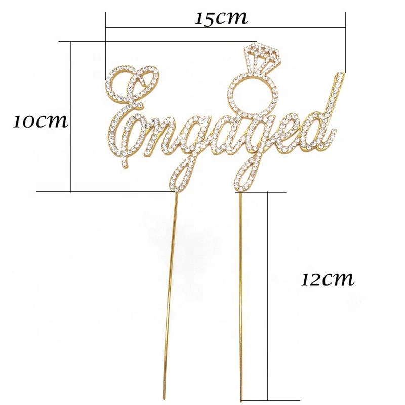 2020 Diamond Crystal Rhinestone Monogram Engaged Cake Topper