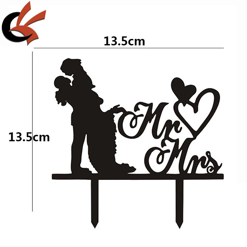 Acrylic Mr&Mrs with heart engagement wedding cake topper