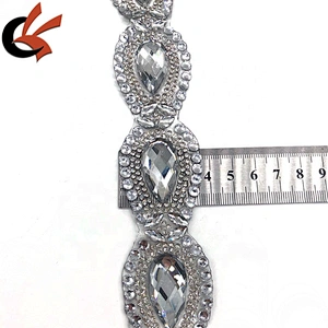 beautiful clear crystal rhinestone iron on fancy tape trimming
