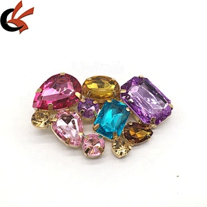 Guangzhou factory shoe accessories welding colored crystal clip on shoe buckle clip for women sandal