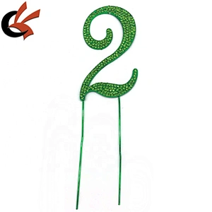 Fashion shining green metal base with green diamante decorative numbers rhinestone cake topper for birthday cake