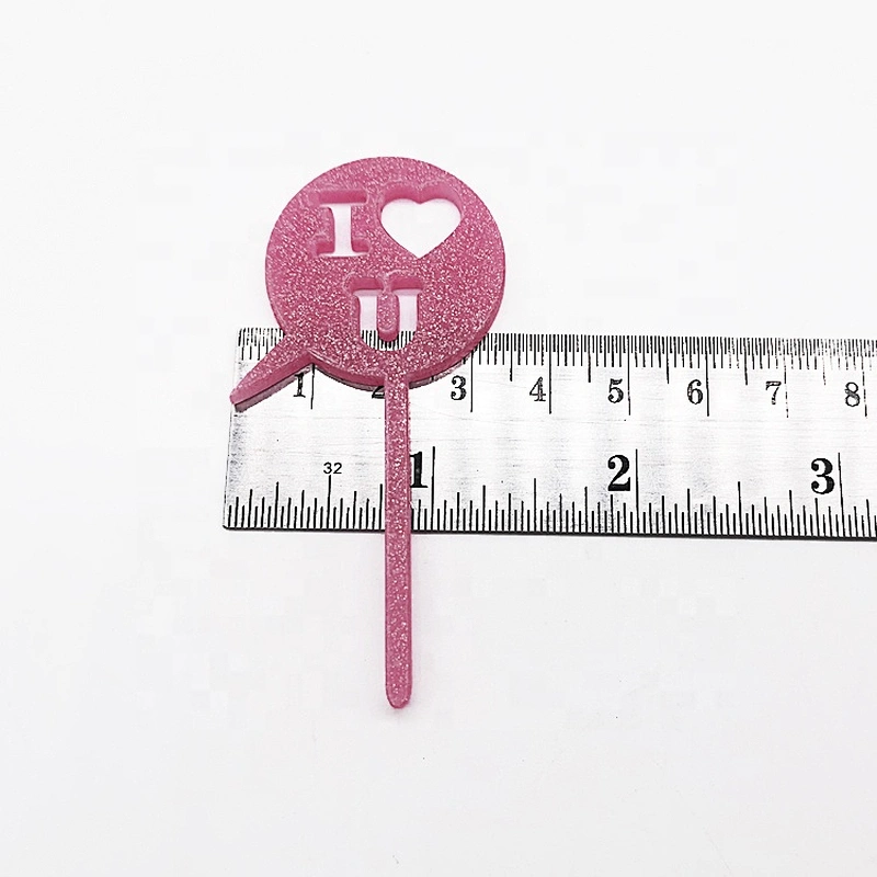 Cupcake Pick Glitter min I love you  Acrylic Cake Topper