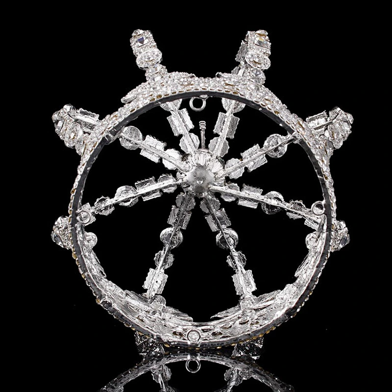 Popular King Crowns Adult Prince Men Birthday Prom Kings Costume Full Round Metal Crystal King's Crown