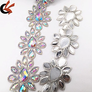 Custom DIY carnival dress fashion floral sheet crystal ab hotfix transfer trims rhinestone banding tape