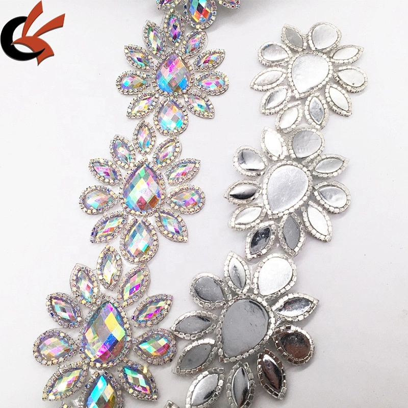 Custom DIY carnival dress fashion floral sheet crystal ab hotfix transfer trims rhinestone banding tape